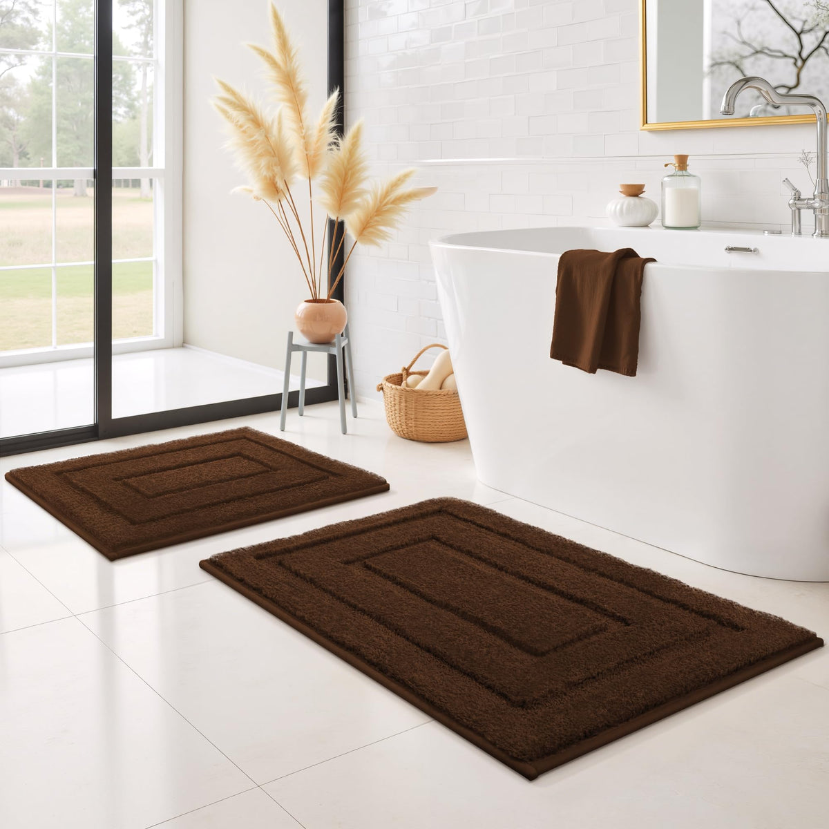 GRANNY SAYS Gray Bathroom Rug 20" x 30", Non-Slip Microfiber Bath Mat