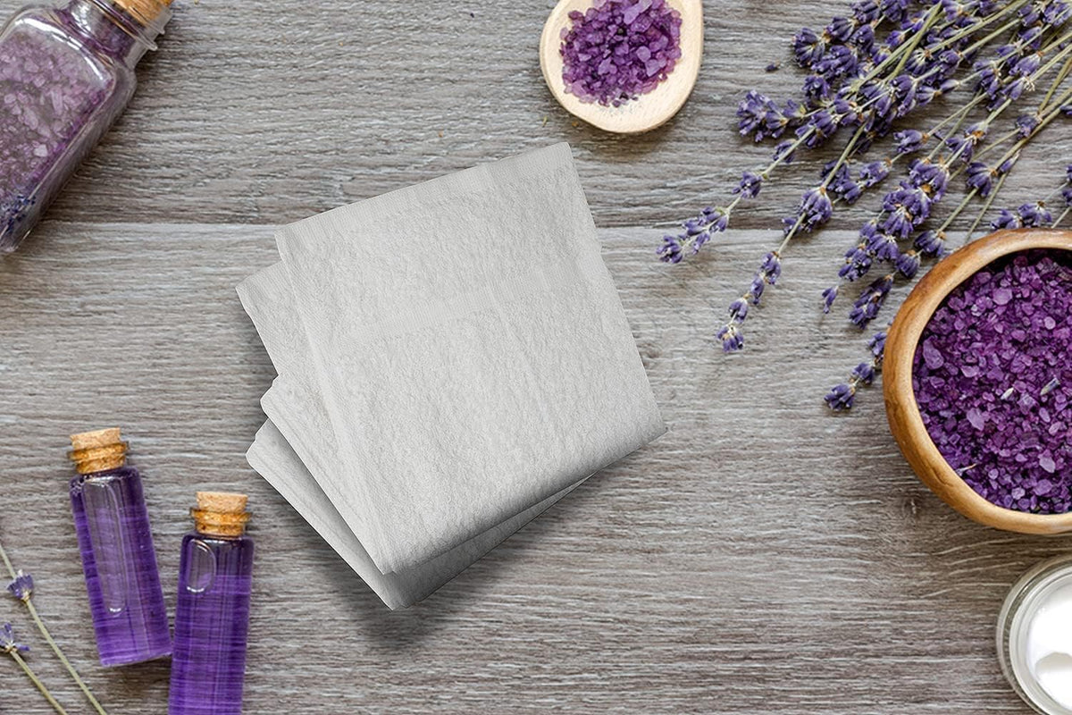 Basic Hand Towels 16x26 Inches – Pack of 12 – White Color – Soft and Absorbent Multipurpose Cotton Towels for Bathroom, Spa, Gym, Salon, Hotel, and Everyday Use