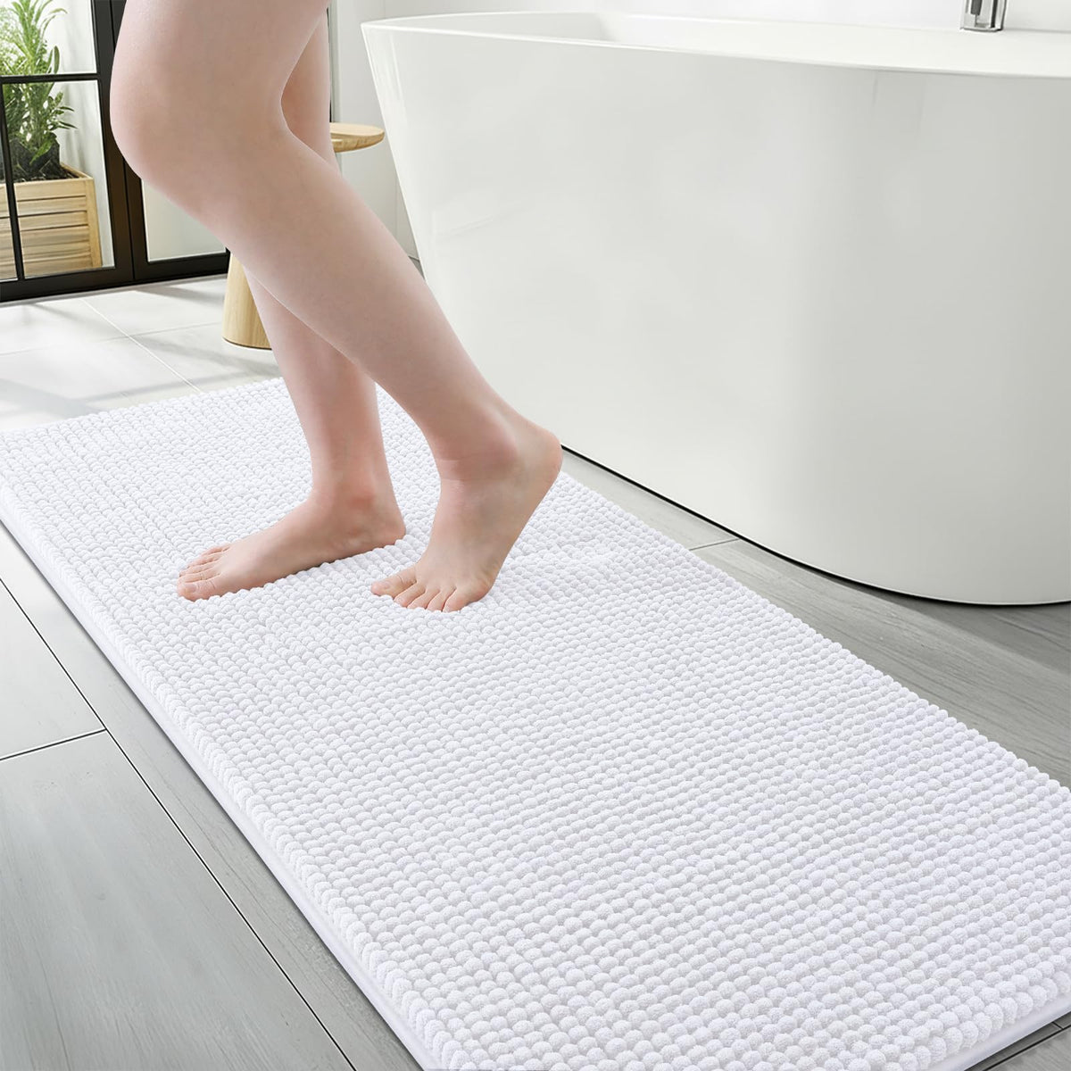 Arotive Chenille Bathroom Rugs 30x20, Soft Absorbent Bath Mat, Grey