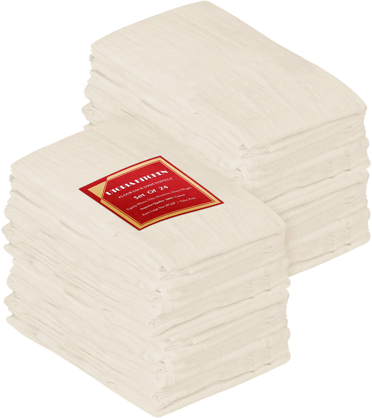 Utopia Kitchen White Flour Sack Towels [24 Pack - 28 x 28 Inch] 100% Cotton