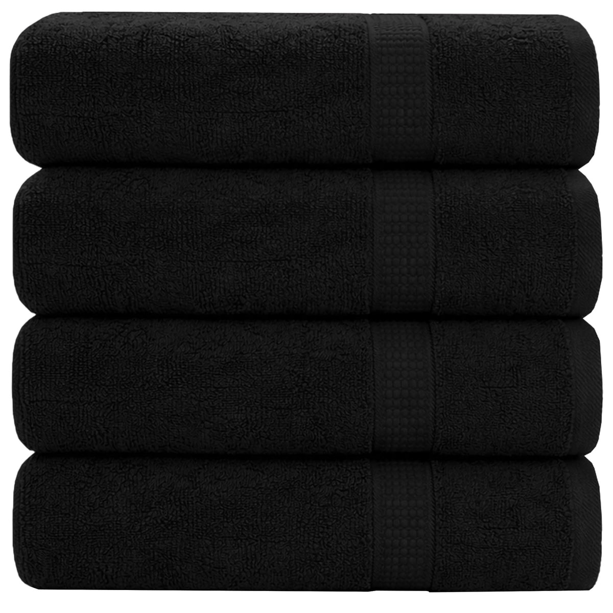 GOLD TEXTILES Premium Black Bath Mat - 2 Pack 22x34 Inches - Not a Bathroom Rug - 100% Ring Spun Cotton - Highly Absorbent & Non Slip Shower Bathroom Floor Mat Towel - Machine Washable