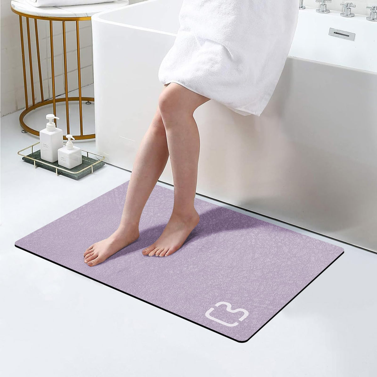 Diatomaceous Earth Bath Mat Stone Bath Mats for Bathroom,15.7"x23.6",Grey