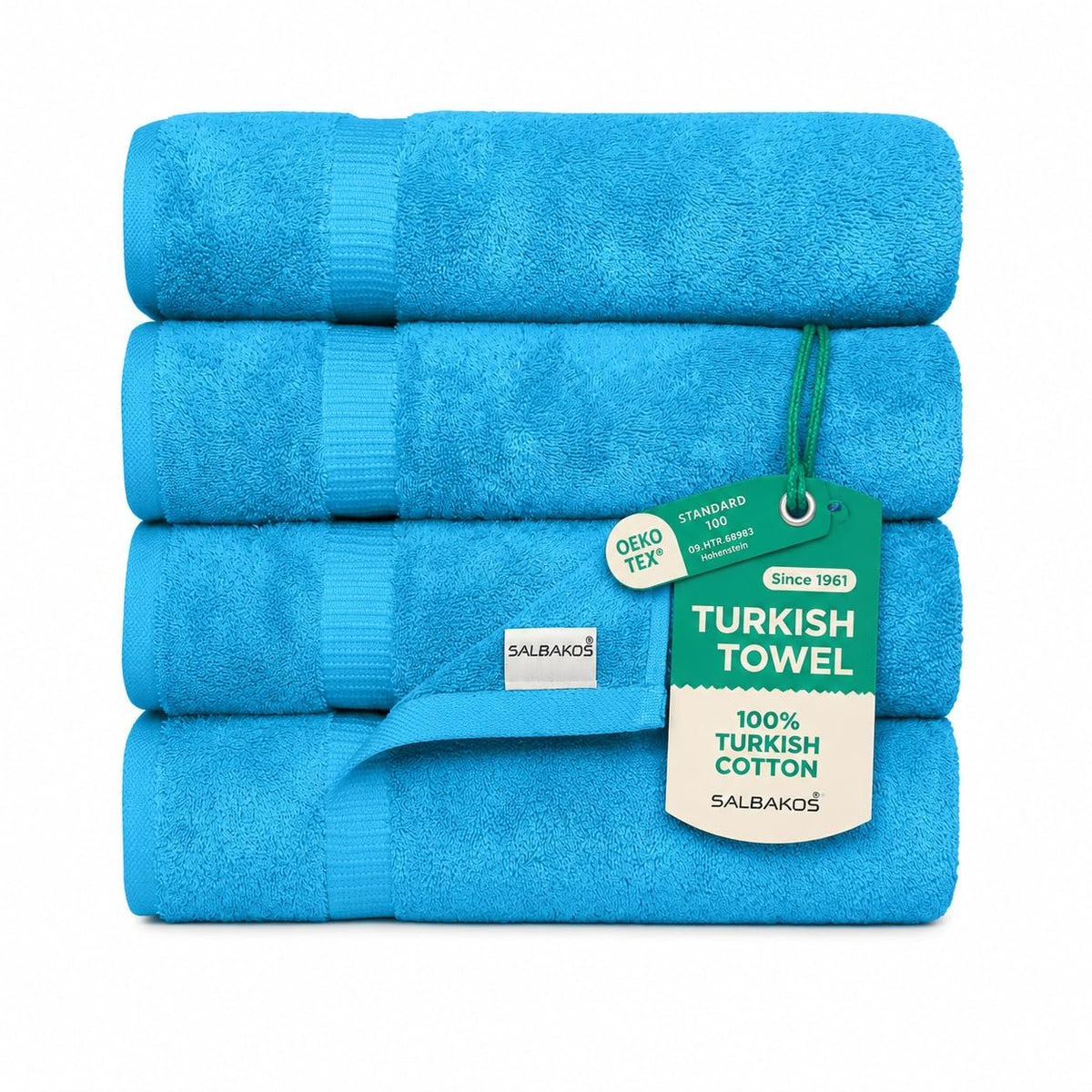 SALBAKOS 6-Piece 100% Turkish Cotton Hand Towels, 16x30 inch, White