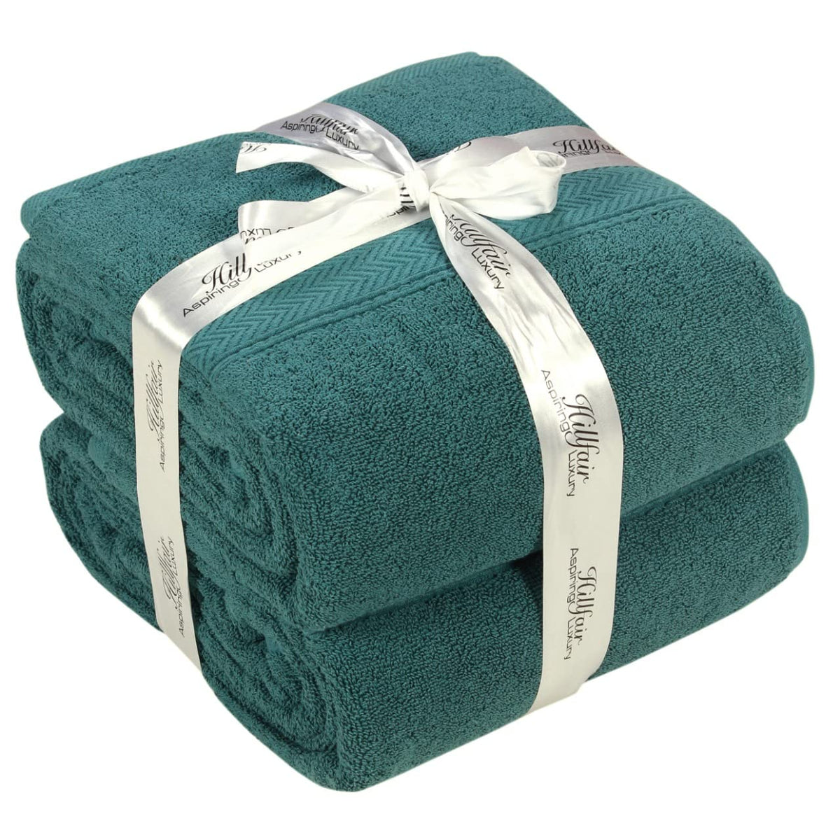 HILLFAIR 900 GSM 100% Cotton Floor Towels - 2 Piece Towels Set - Ocean Blue