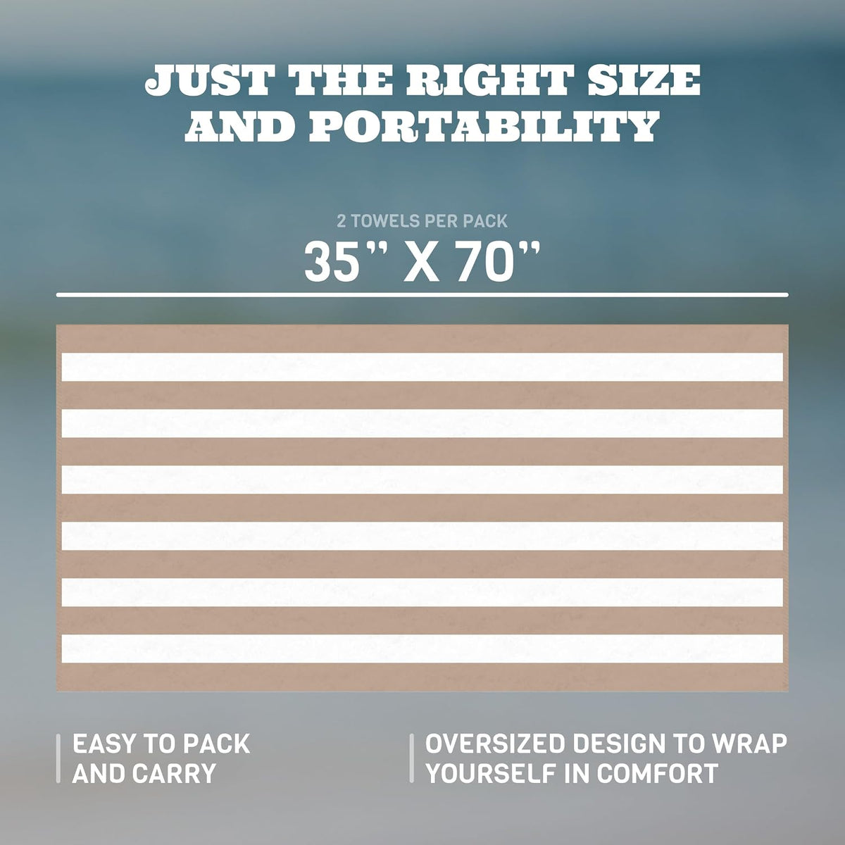 White Classic Beach Towels Oversized Cabana Stripe Cotton Bath Towel Large - Luxury Plush Thick Hotel Swim Pool Towels for Adults Super Absorbent Quick Dry - 35x70 Beige [2 Pack]