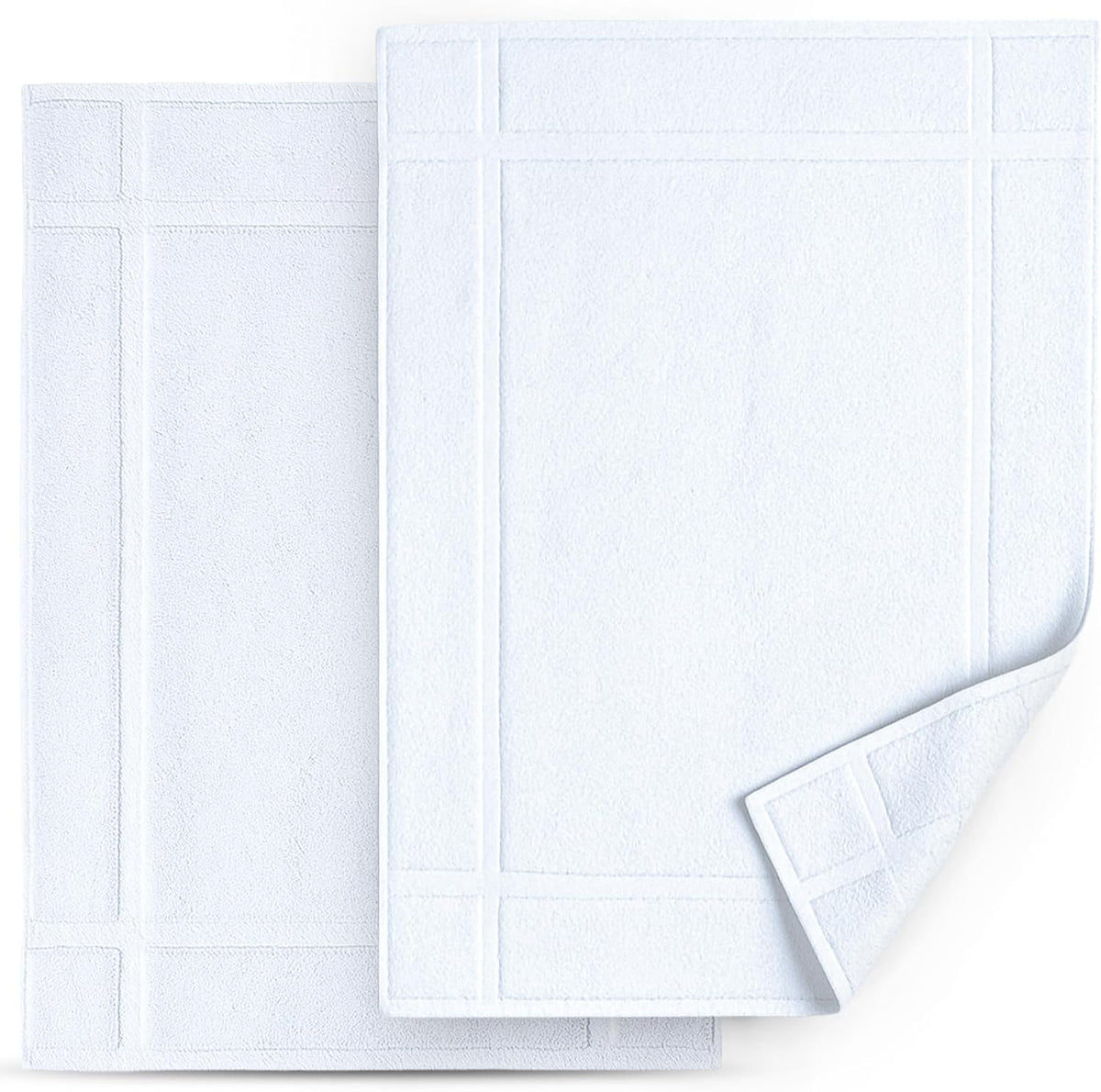 Pearl Linens 100% Ring Spun Cotton Bath Mat (Pack of 2) 18 x 25 Inch, Washable, Soft & Absorbent Terry Bathroom Floor Mat – Not Bathroom Rugs – Quick-Dry After Shower Bath Mat, 781 GSM, Light Grey