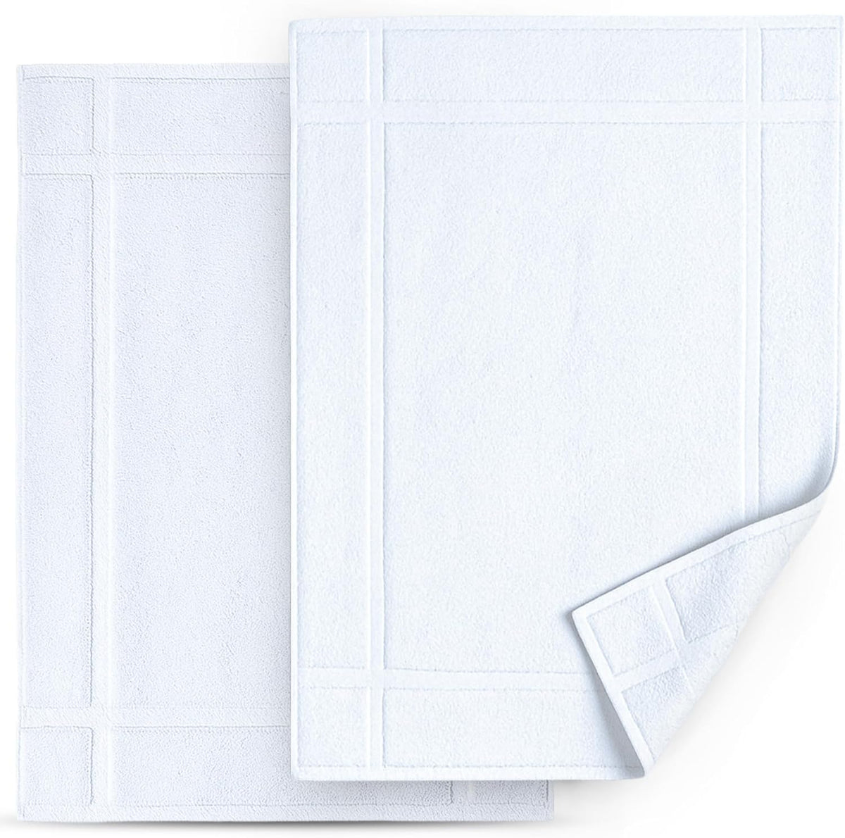 Pearl Linens Pack of 6 100% Cotton Bath Mat Towels, 20x30 inches, Soft & Absorbent Floor Towels for Bathroom, Not Bathroom Rugs, After Shower Mat, 687 GSM, Machine Washable, Airbnb Essentials, White