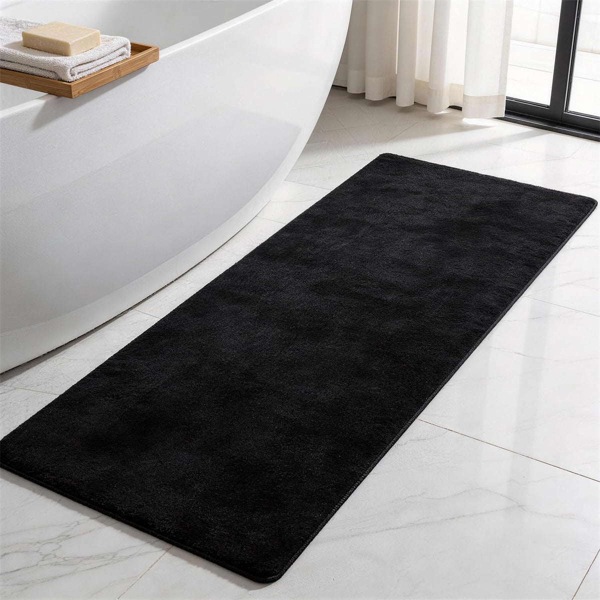 TYUU Navy Blue Bathroom Rugs, Ultra Soft Bath Rugs Non Slip Washable, Super Absorbent Quick Dry Small Bath Mat with Rubber Backing for Bathroom Floor, Shower, or Sink, Navy Blue 16" x 24"