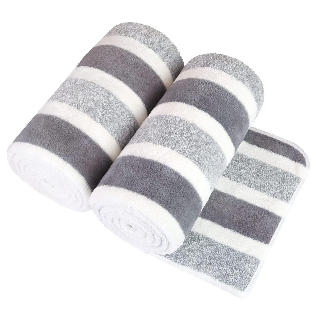 JML Microfiber Bath Towel with Hanging Loop, 2 Pack, 30" x 60", Grey