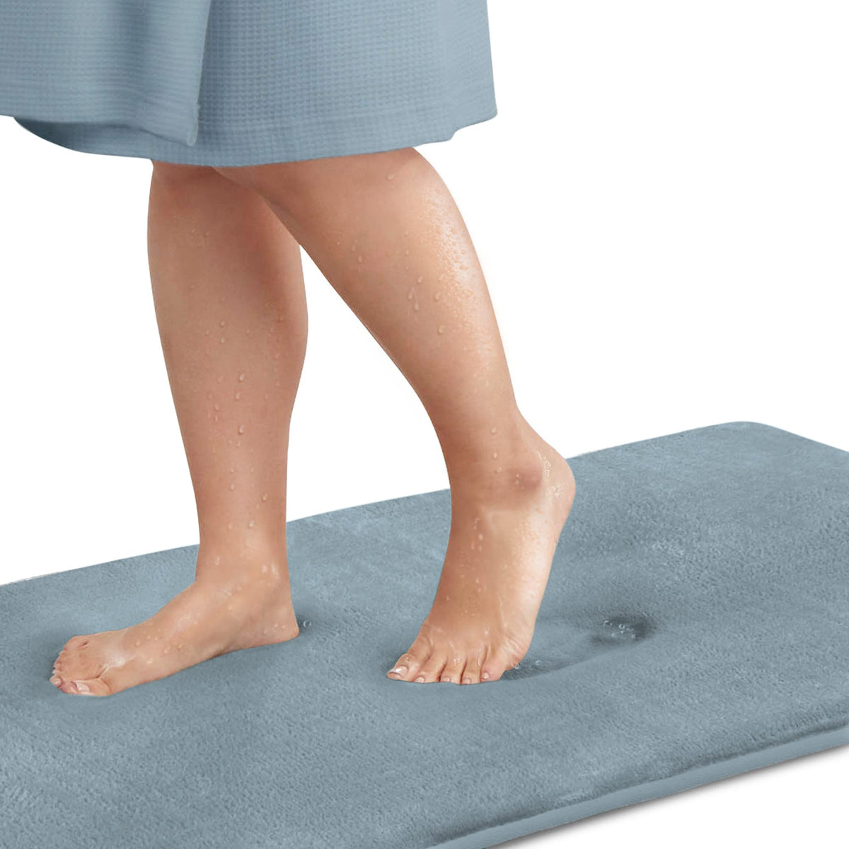 Memory Foam Bath Mat Non Slip Absorbent Super Cozy Velvet Bathroom Rug Carpet (17 inches X 24 inches, Grey)