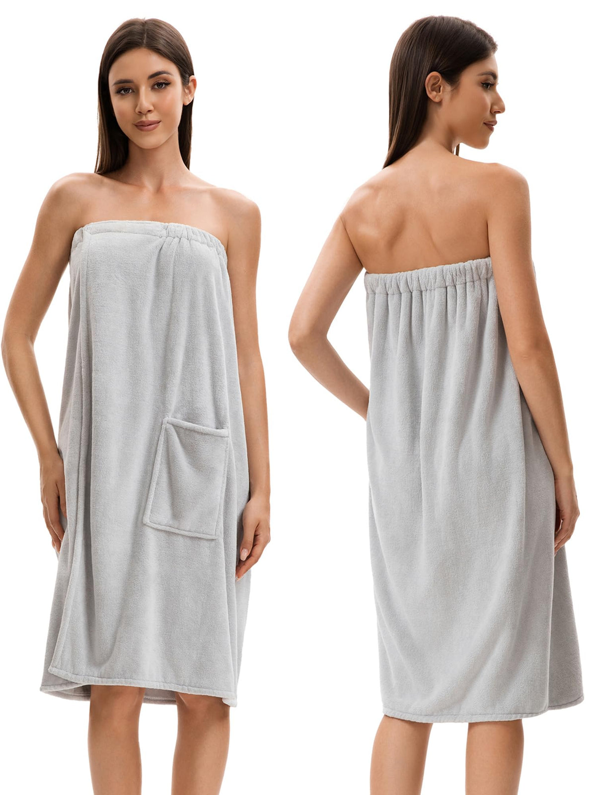 Towel Wrap For Women After Shower，Plush Bath Robe Female，Sauna Spa Wrap Around Towels With Pockets