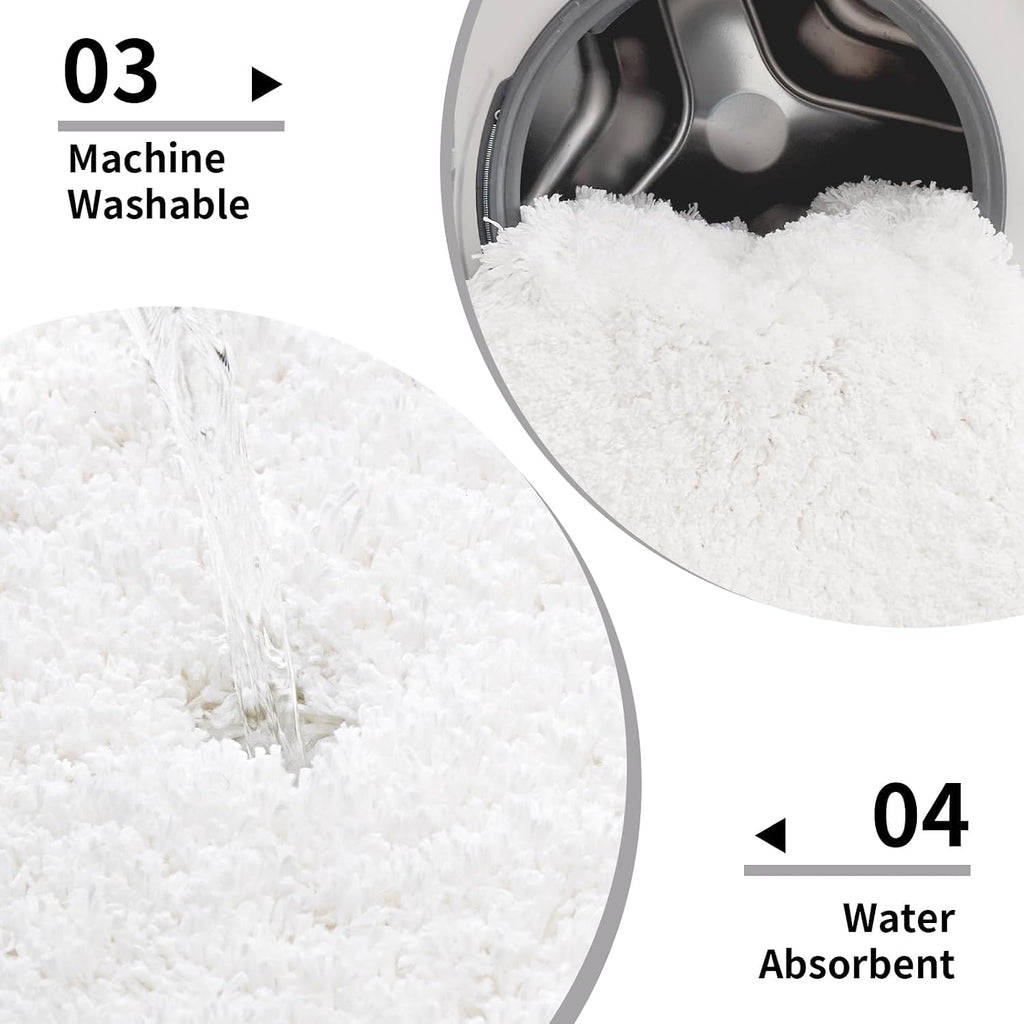 Disolla White Bathroom Rug 17x24 - Non-Slip Plush Small Bath Mat, Highly Absorbent & Ultra Soft Fluffy Floor Mat, Machine Washable for Shower and Tub