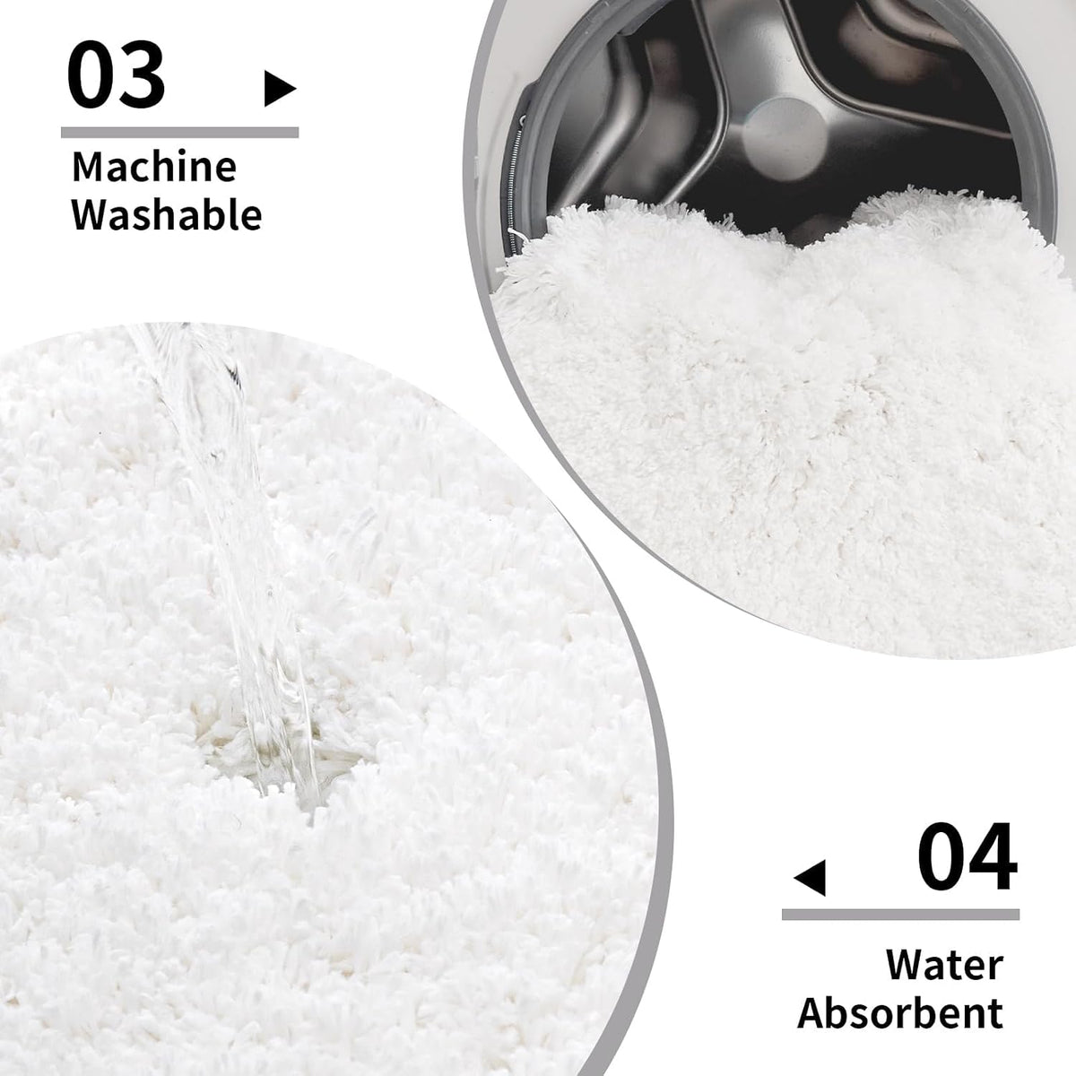 Disolla White Bathroom Rug 17x24 - Non-Slip Plush Small Bath Mat, Highly Absorbent & Ultra Soft Fluffy Floor Mat, Machine Washable for Shower and Tub