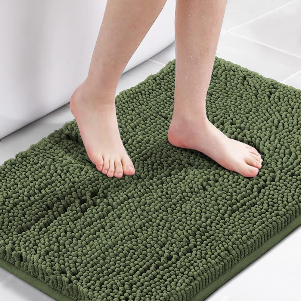 H.VERSAILTEX Navy Blue Bath Rug, Bath Mat Non Slip Bath Mats for Bathroom Floor, Bathroom Rug Extra Thick Chenille Rug 17" x 24" Absorbent Soft Shaggy Washable Dry Fast Plush Rugs for Bathtubs