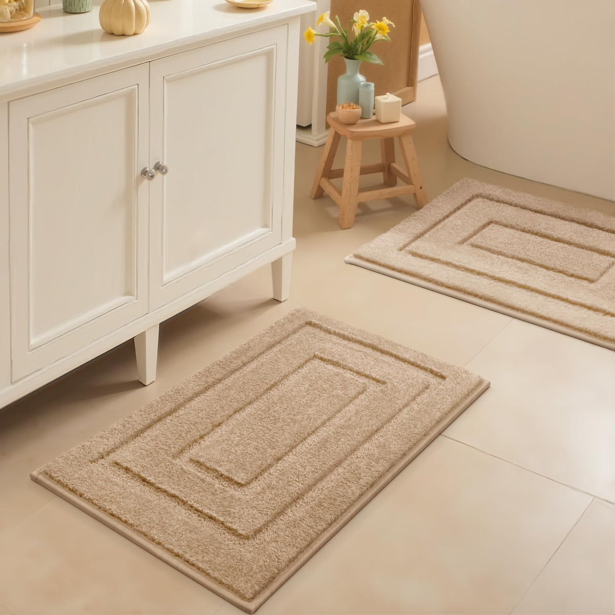 GRANNY SAYS Gray Bathroom Rug 20" x 30", Non-Slip Microfiber Bath Mat