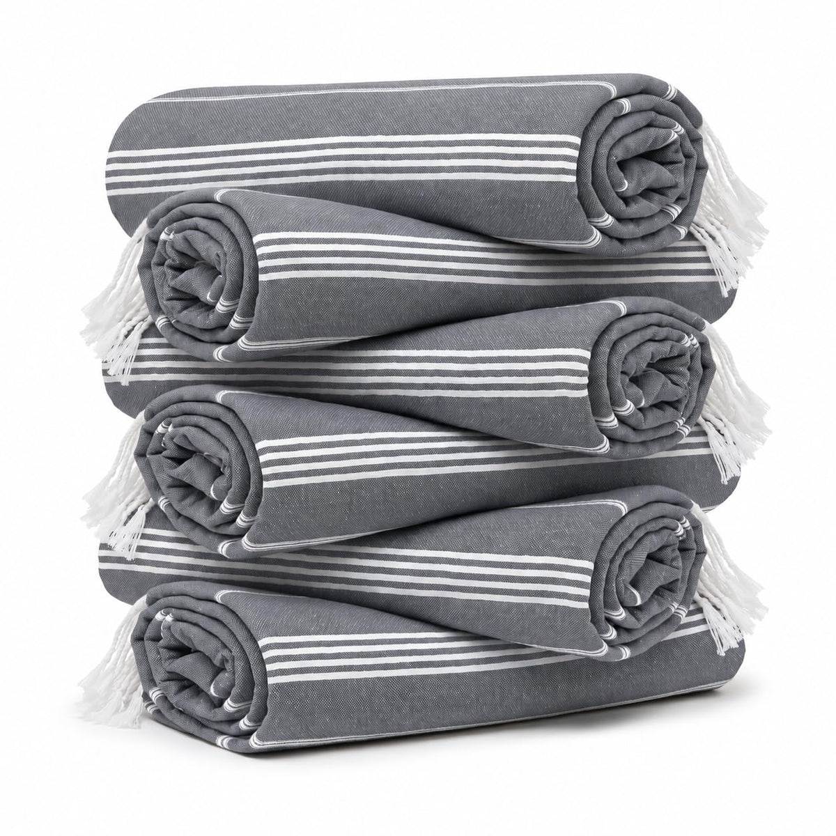 HAVLULAND Turkish Beach Towels, Set of 6, Oversized 72" x 40", 100% Cotton