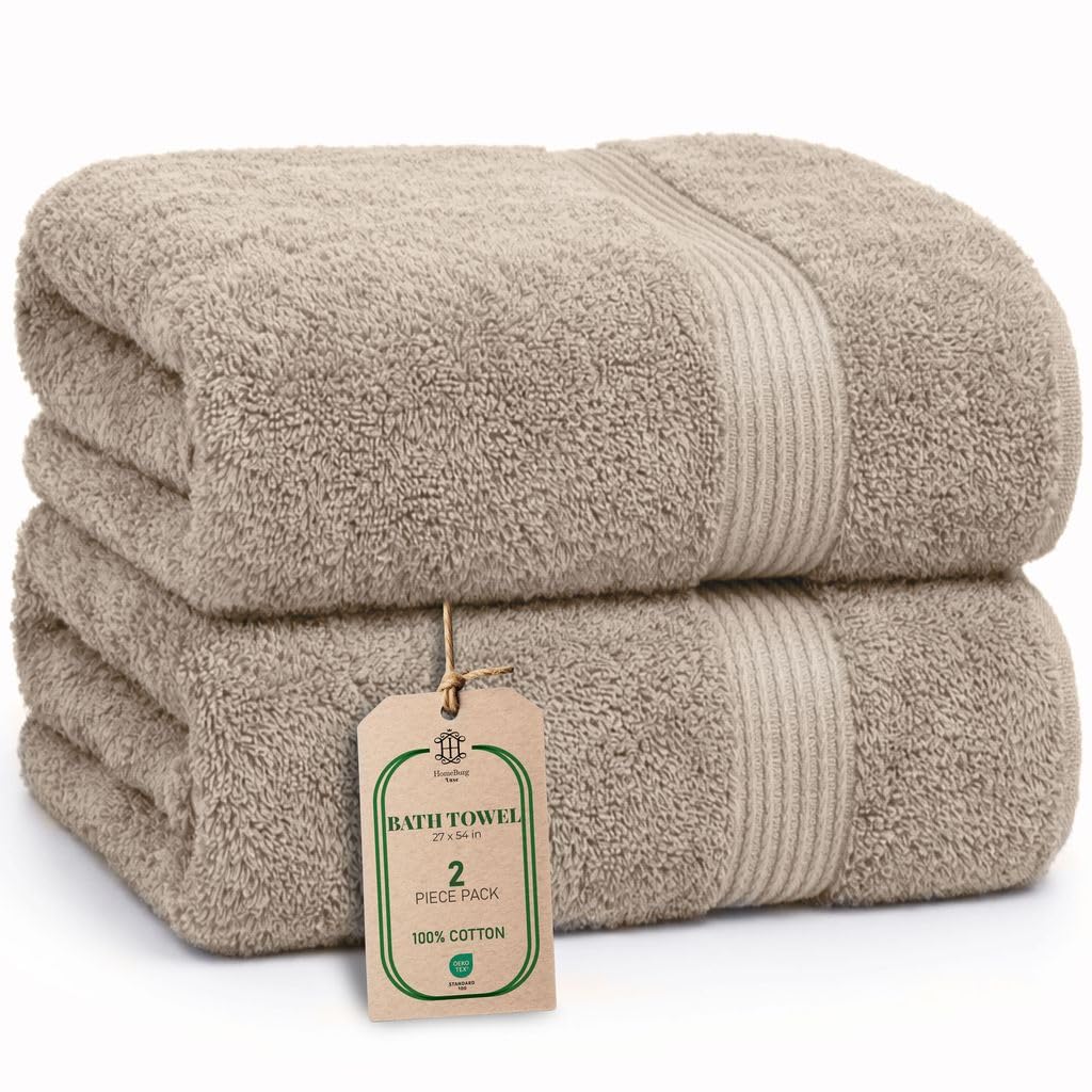 Luxe 2-Piece Bath Towel Set – Large Soft Cotton Towels, Absorbent, Durable & Skin-Friendly, Machine Washable, 27 x 54 in (Ice Blue)