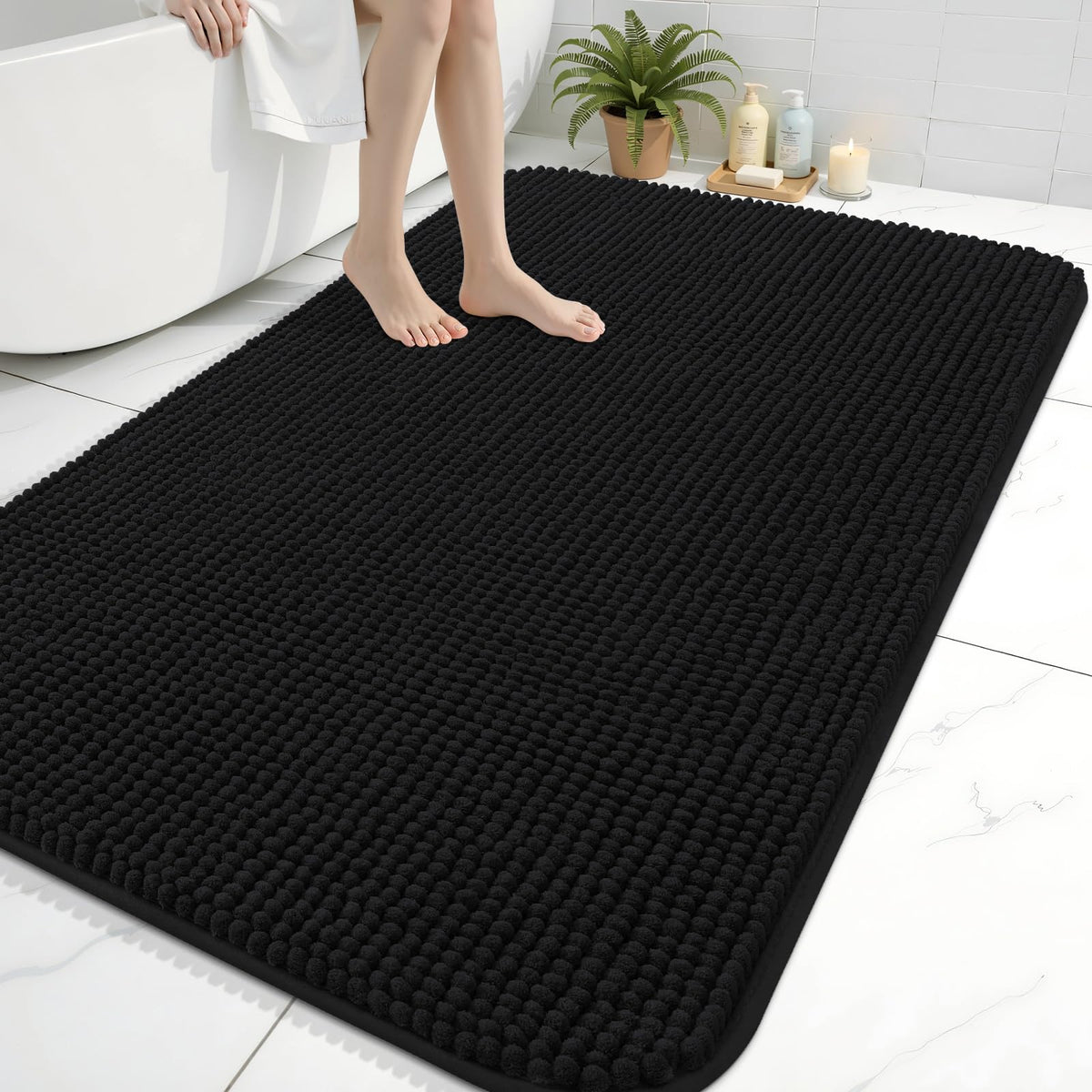 Arotive Chenille Bathroom Rugs 30x20, Soft Absorbent Bath Mat, Grey