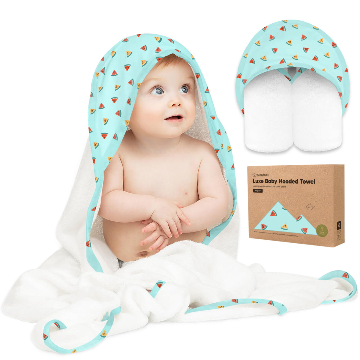 KeaBabies Hooded Baby Towel for Newborn, Baby Bath Towels (Duck, 35x35)