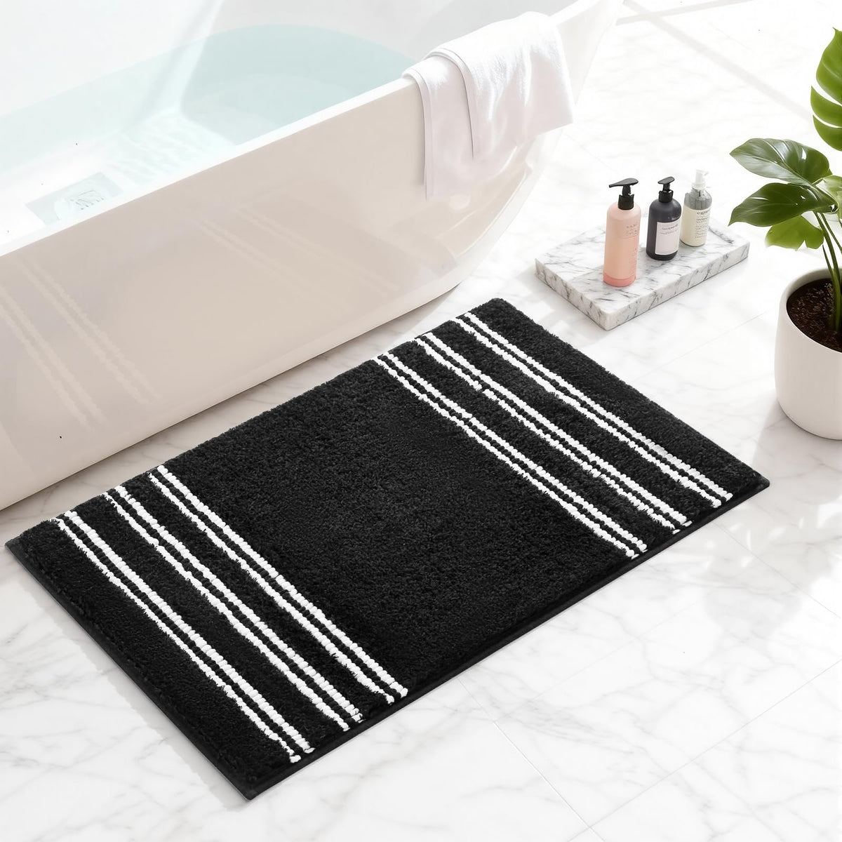 Kmson Ombre Bath Mat for Bathroom, Non Slip Ultra Soft and Thick Water Absorbent Bath Carpet, Machine Washable & Quick Dry Bathroom Rug, for Bedroom Door Living Room Green 17" x 24"