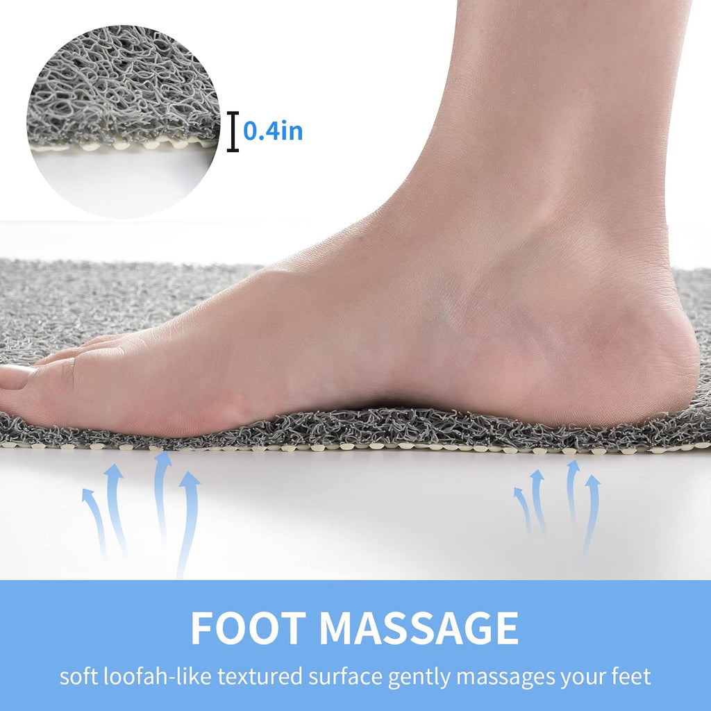 Hargiis Non Slip Bathtub Mat, Anti Slip Shower Mat, Fast Drying Bath Tub Mats, Foot Scrubber Mat, Anti Slip Mat for Tub, Floor, Bathroom, Home, Kitchen, Hotel (Grey 24"x16")
