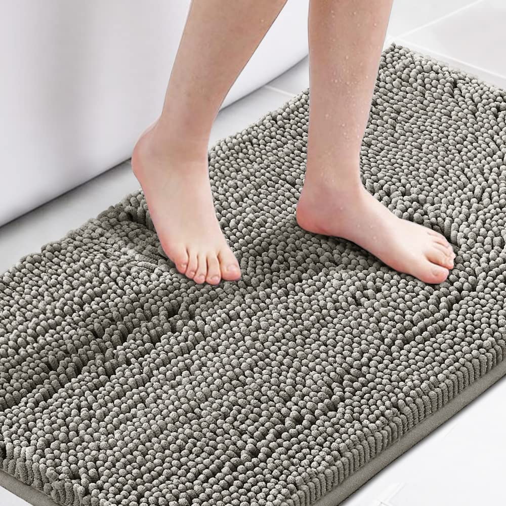 H.VERSAILTEX Navy Blue Bath Rug, Bath Mat Non Slip Bath Mats for Bathroom Floor, Bathroom Rug Extra Thick Chenille Rug 17" x 24" Absorbent Soft Shaggy Washable Dry Fast Plush Rugs for Bathtubs