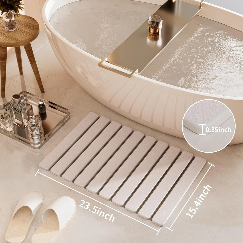 Foldable Stone Bath Mat, Diatomaceous Earth Stone Drying Mats for Bathroom