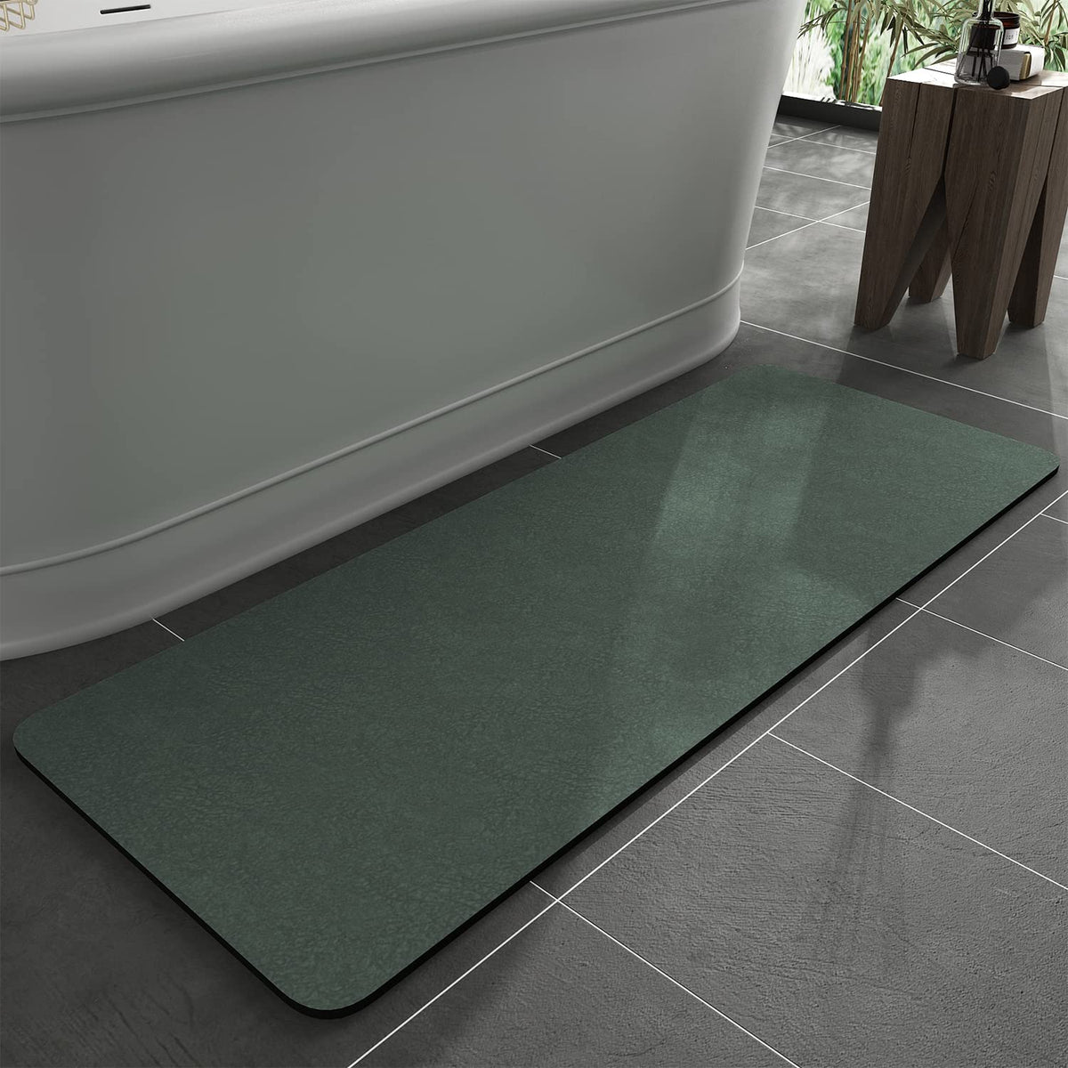 MontVoo -Bath Mat-Rubber Backing Non SlipThin Bathroom Rugs Fit Under Door- Quick Dry Absorbent Faux Suede Surface Grey Bathroom Floor Mats-Shower Rug for in Front of Bathtub Shower Gray 16x24