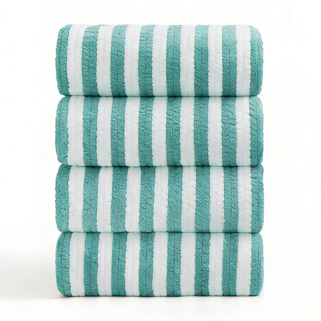 8 Pcs Brown Cabana Stripe Large Bath Towel Set-2 Bathroom Towels,2 Hand Towels,4 Washcloths Lightweight Soft Microfiber Bath Sheet Absorbent Shower Towel Quick Dry Beach Chair Spa Gym Hotel Towels