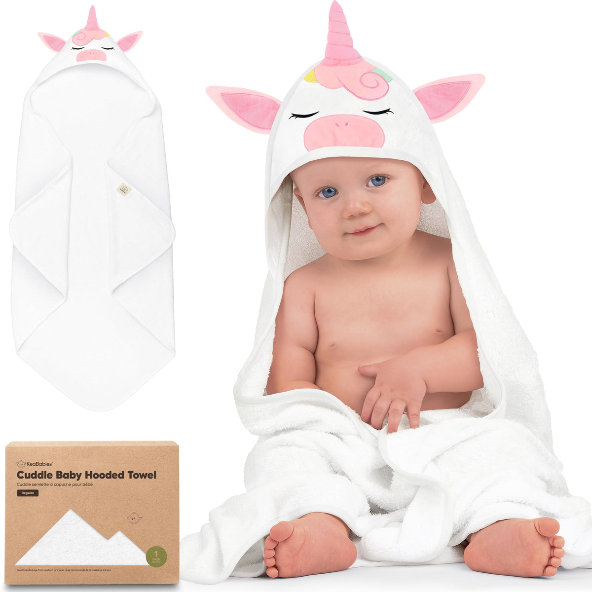 KeaBabies Hooded Baby Towel for Newborn, Baby Bath Towels (Duck, 35x35)
