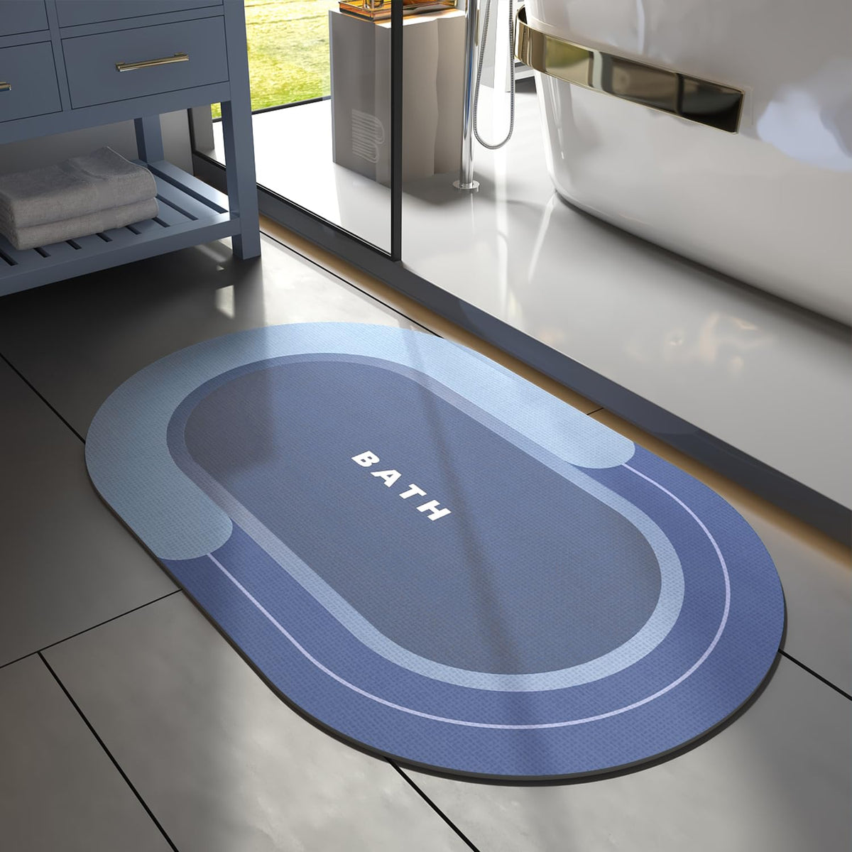 MontVoo Bath Mat - Non Slip, Quick Dry, Stain Resistant Bath Mat Rug for Bathroom Floor - Easy Care Shower Rug for Outside Bathtub - 17"x27" Grey