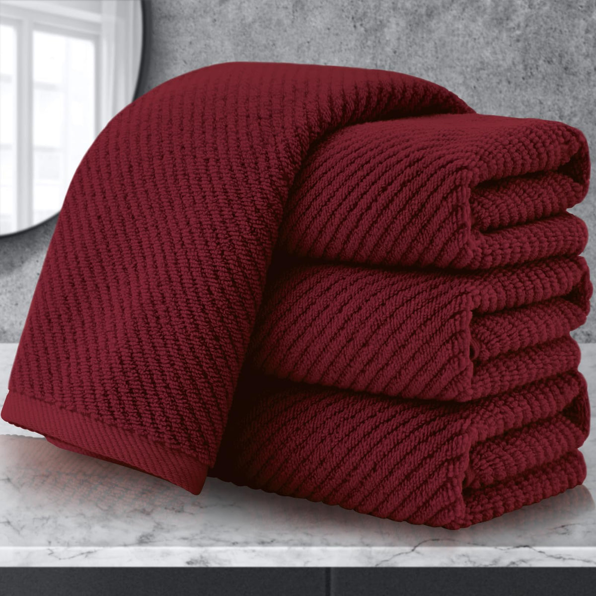 VOOVA & MOVAS 6PC Towel Set, 100% Cotton, Dark Grey