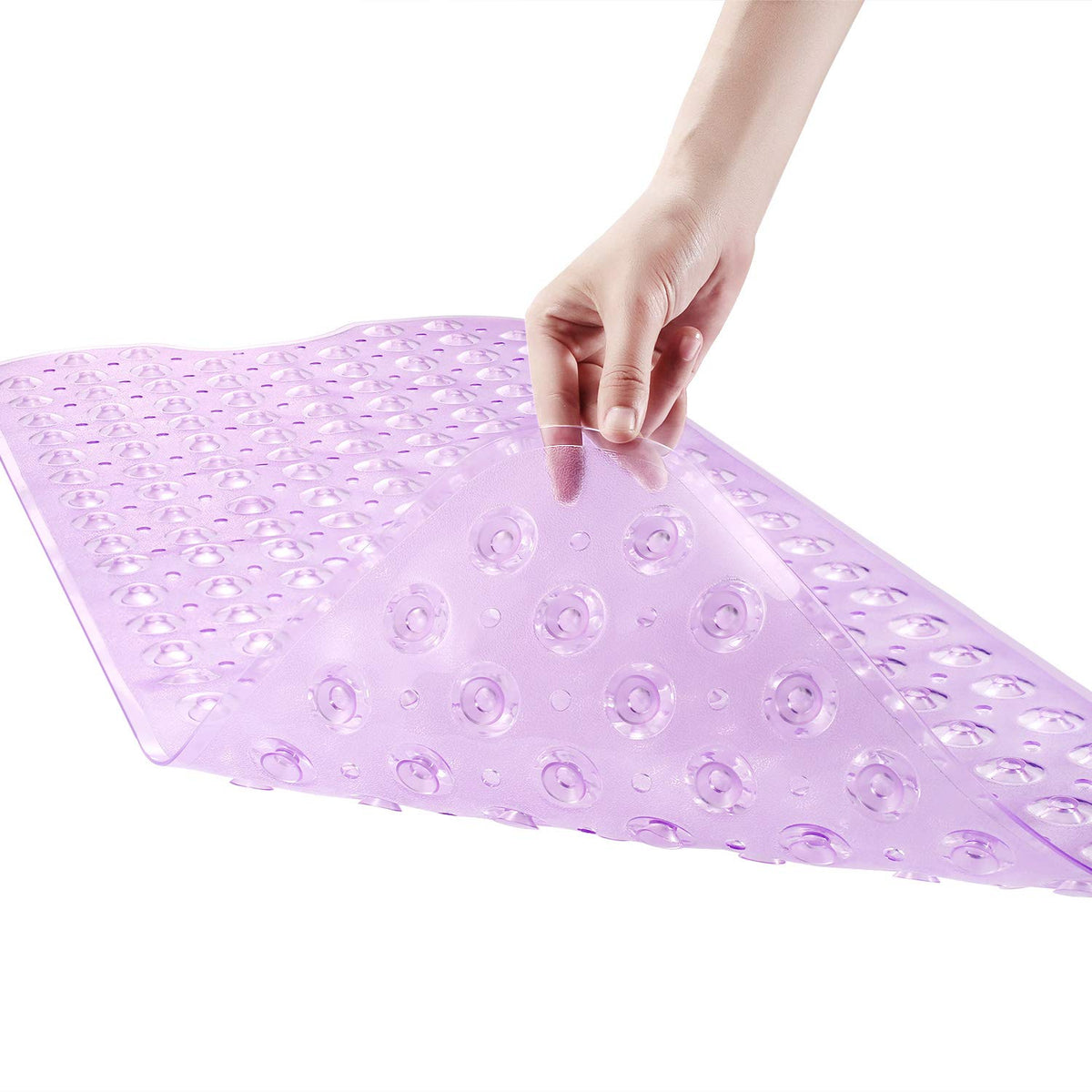 YINENN Bath and Shower Safety Mats 40x16 inch, Non Slip with Suction Cups for Bathroom Stall and Tub Floor, Extra Large and Machine Washable, Drain Holes Keep Bathtub Clean, Clear