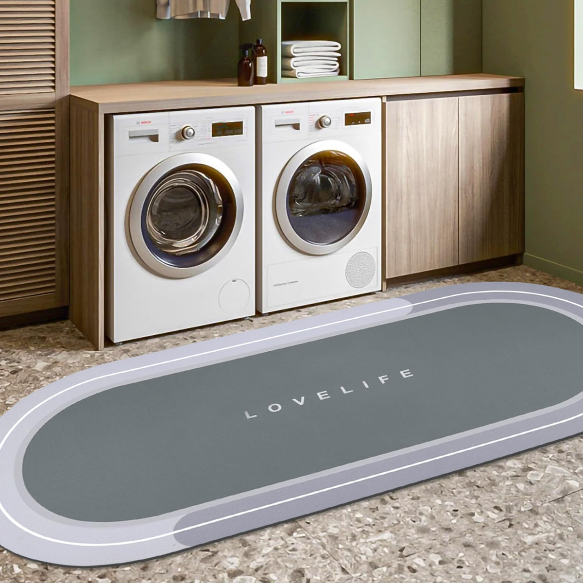 Rubber Bath mats Quick-Drying Non-Slip Bathroom mat Super Absorbent Bath mat Instant Dry Bath mat, Bathroom Rug in Front of The Kitchen Sink, Shower Room, Bathtub, Oval(Grey+16.9x26.7in)