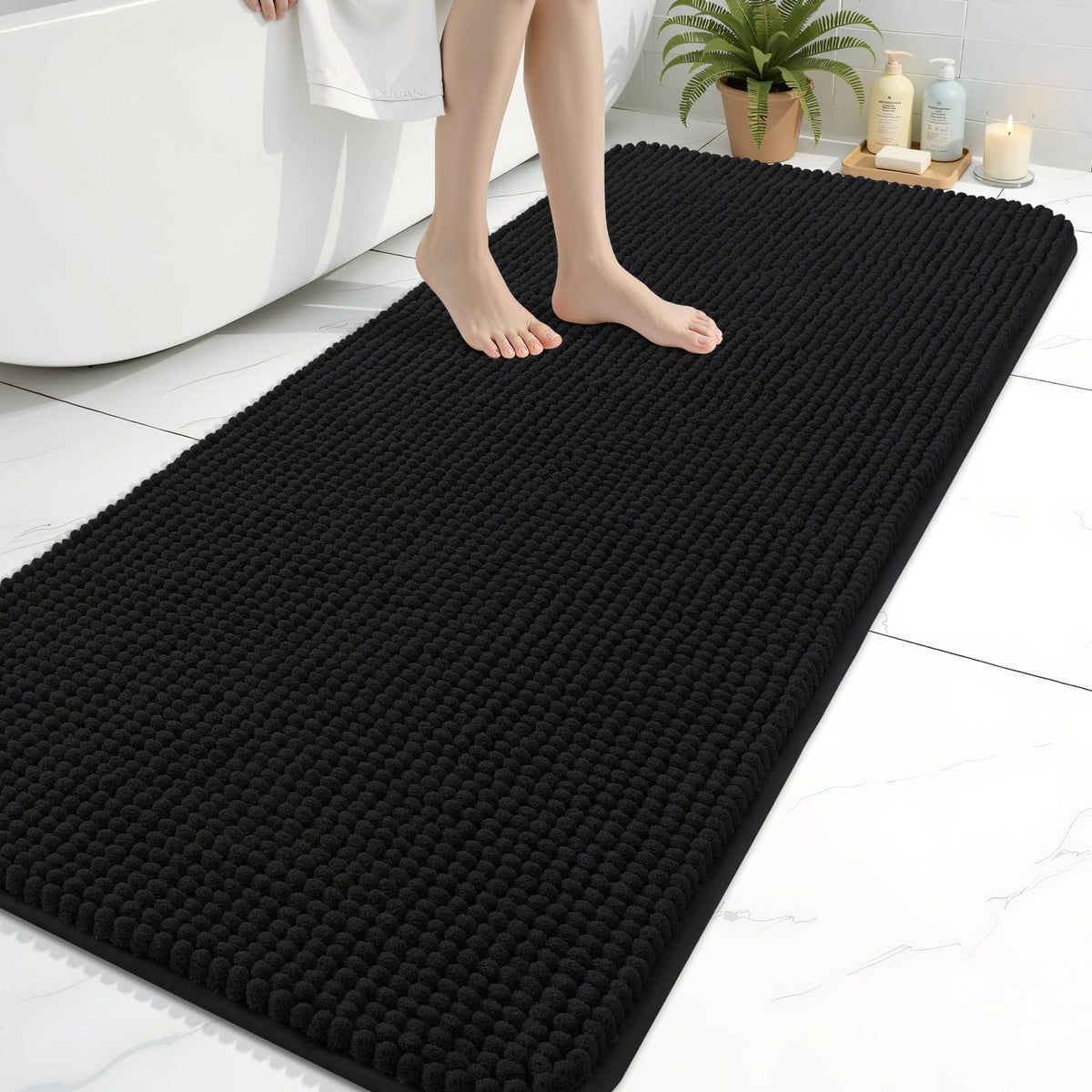 Arotive Chenille Bathroom Rugs 30x20, Soft Absorbent Bath Mat, Grey