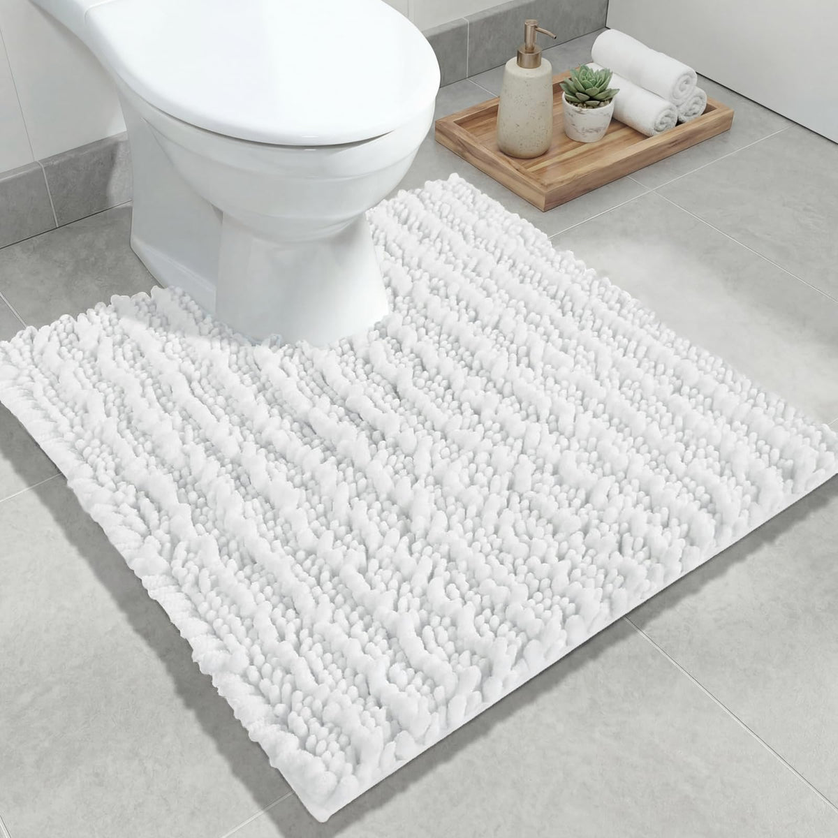 ILANGO Bathroom Rugs Dark Grey 32x20,Extra Soft Absorbent Chenille Bath Rugs,Thick Non-Slip Shaggy Bath Mat,Machine Washable Quick Dry Bath Mats for Bathroom Floor, Tub, Shower Accessories