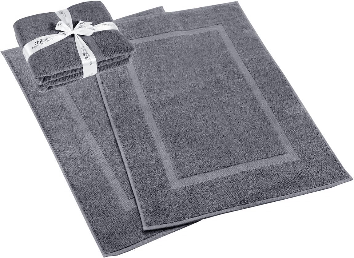 HILLFAIR 900 GSM 100% Cotton Floor Towels - 2 Piece Towels Set - Ocean Blue