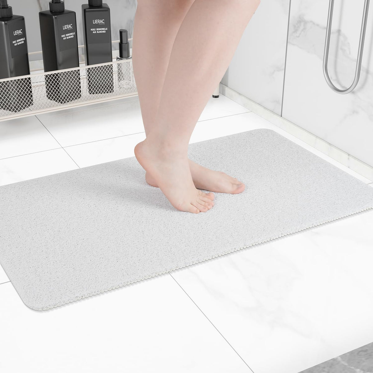 Hargiis Non Slip Bathtub Mat, Anti Slip Shower Mat, Fast Drying Bath Tub Mats, Foot Scrubber Mat, Anti Slip Mat for Tub, Floor, Bathroom, Home, Kitchen, Hotel (Grey 24"x16")