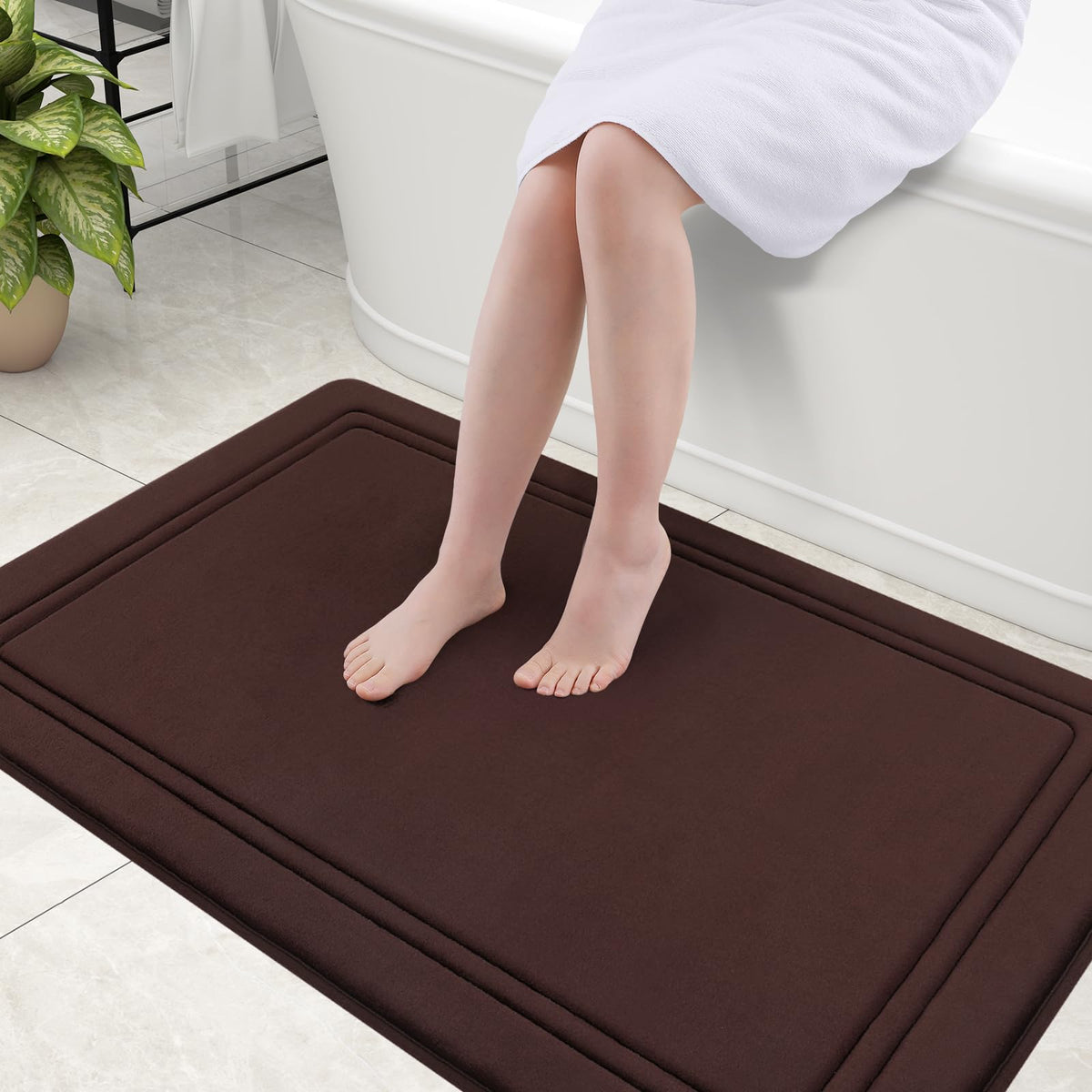 Grandaily Memory Foam Bath Mat Rug 30x20, Ultra Soft, Non-Slip and Absorbent Bathroom Rugs, Machine Wash Dry, Comfortable Bath Carpet for Bathroom Floor, Tub and Shower, Black