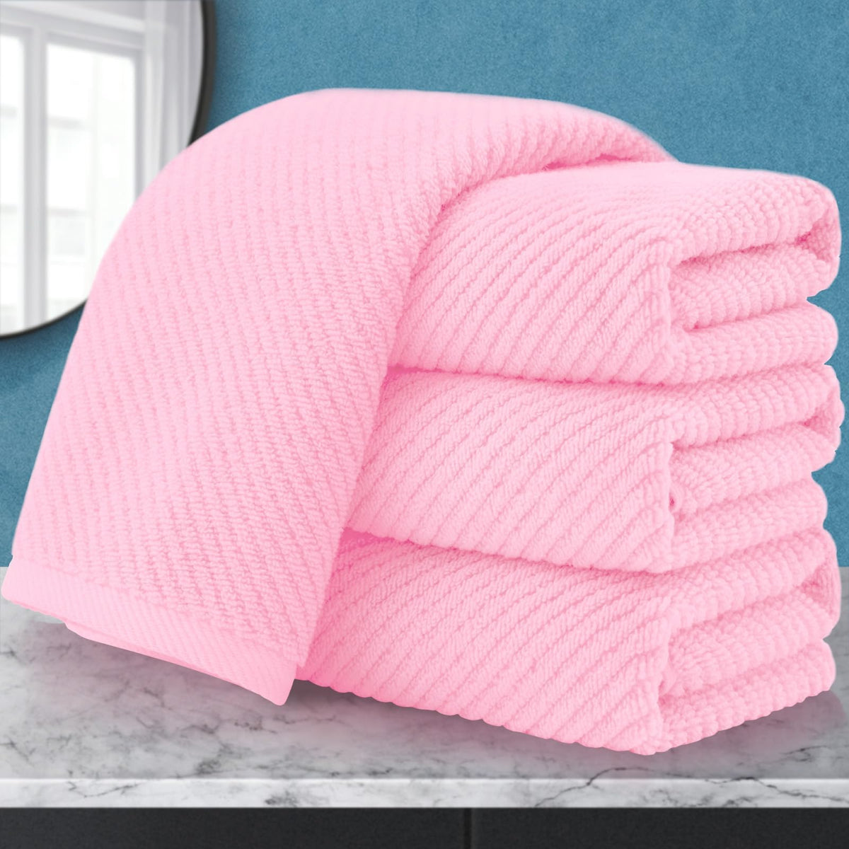VOOVA & MOVAS 6PC Towel Set, 100% Cotton, Dark Grey