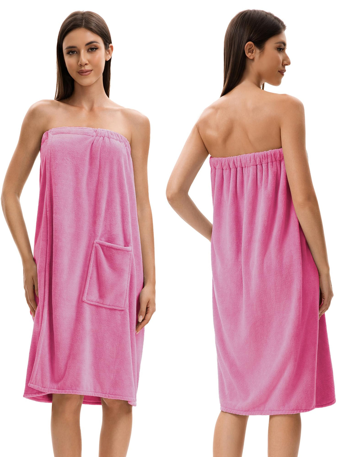 Towel Wrap For Women After Shower，Plush Bath Robe Female，Sauna Spa Wrap Around Towels With Pockets