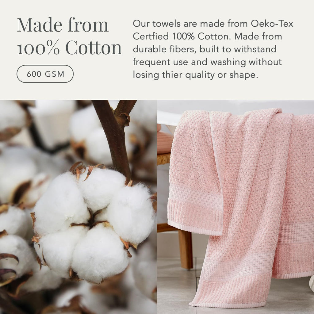 NY Loft 100% Cotton 6-Piece Bath Towel Set | Pink | Oeko-TEX | Quick-Dry