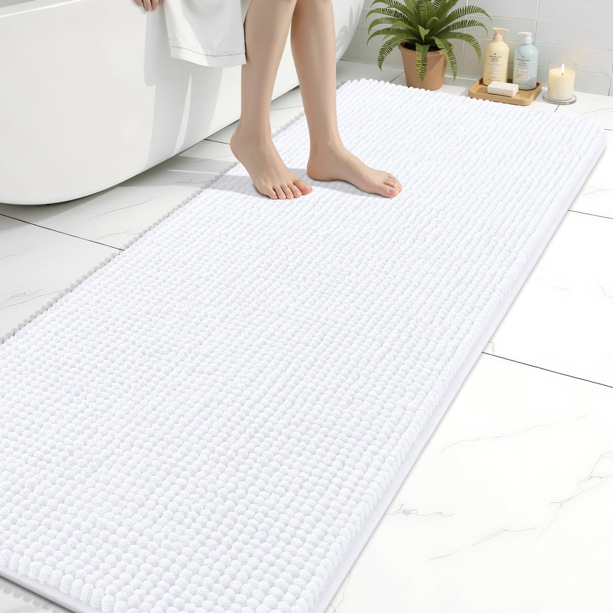 Arotive Chenille Bathroom Rugs 30x20, Soft Absorbent Bath Mat, Grey