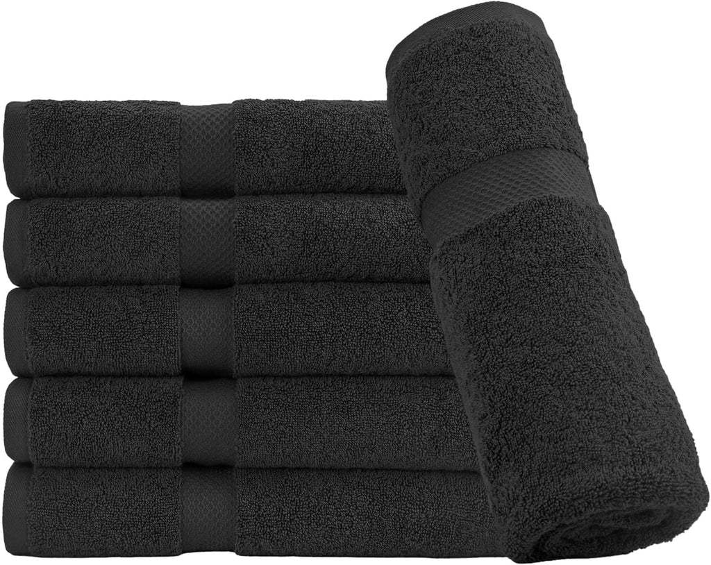 HERCULEAN Premium Bath Towels 24 x 48 Pack of 6 | Quick Dry and Highly Absorbent | 100% Cotton Terry Towels for Bathroom - Perfect for Shower - Pool and Spa - Luxury Soft Towels - Charcoal Grey
