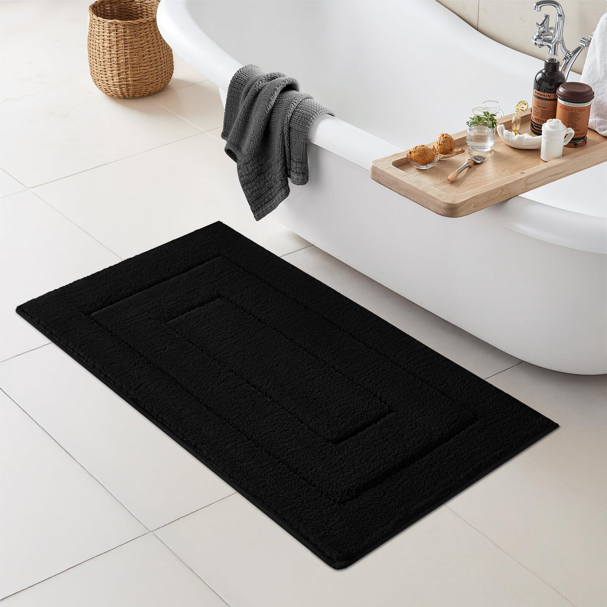 GRANNY SAYS Gray Bathroom Rug 20" x 30", Non-Slip Microfiber Bath Mat