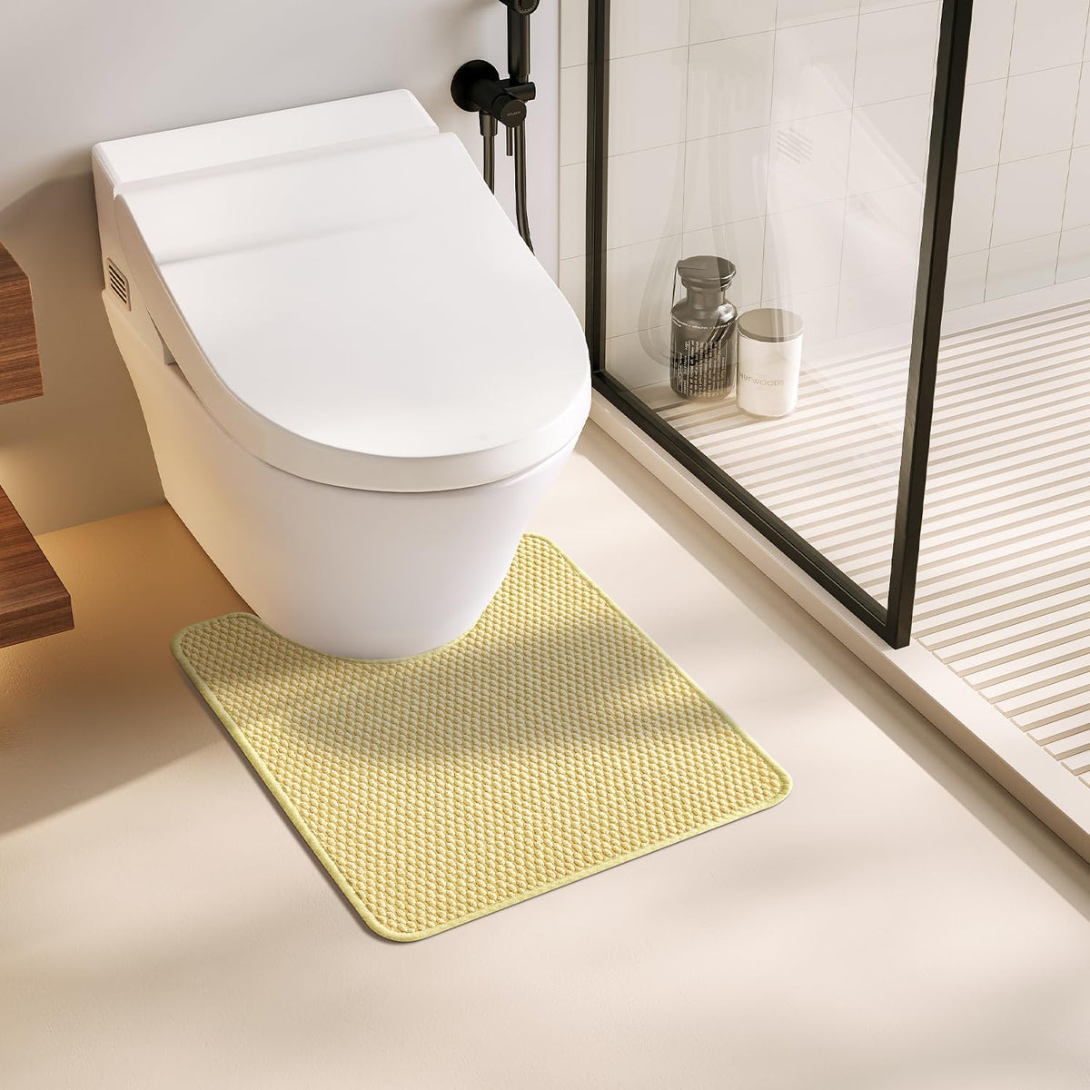 TYUU Bathroom Rugs Non Slip Washable, Super Absorbent Thin Bath Mat Small Quick Dry Low Pile Bathroom Rug, Dark Grey 16"x24"