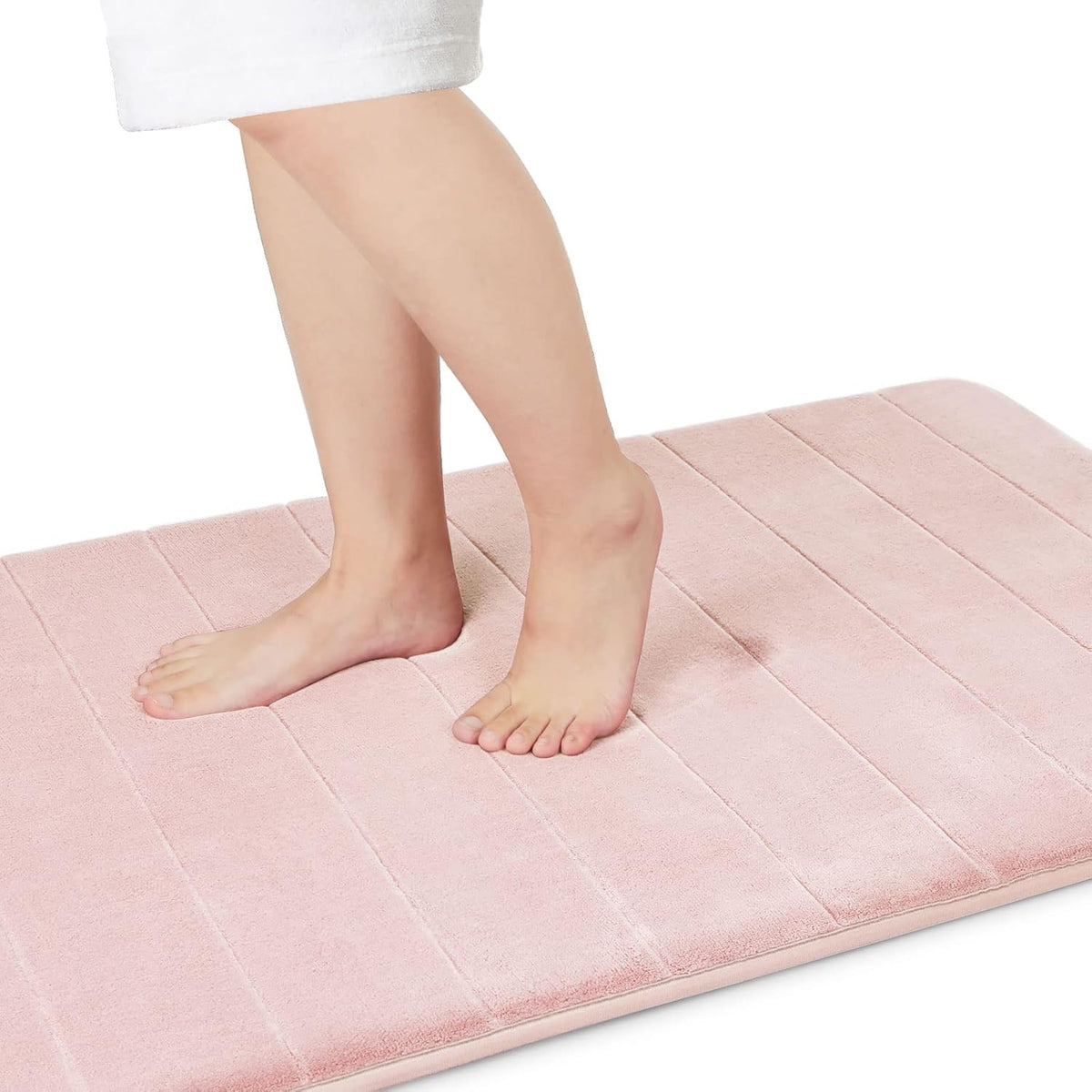 Yimobra Memory Foam Bath Mat, Super Soft Absorbent Bathroom Rug Non Slip, Quick Dry, Machine Washable Floor Carpet for Tub Shower, Home Decor Accessories, 24x17, Grey