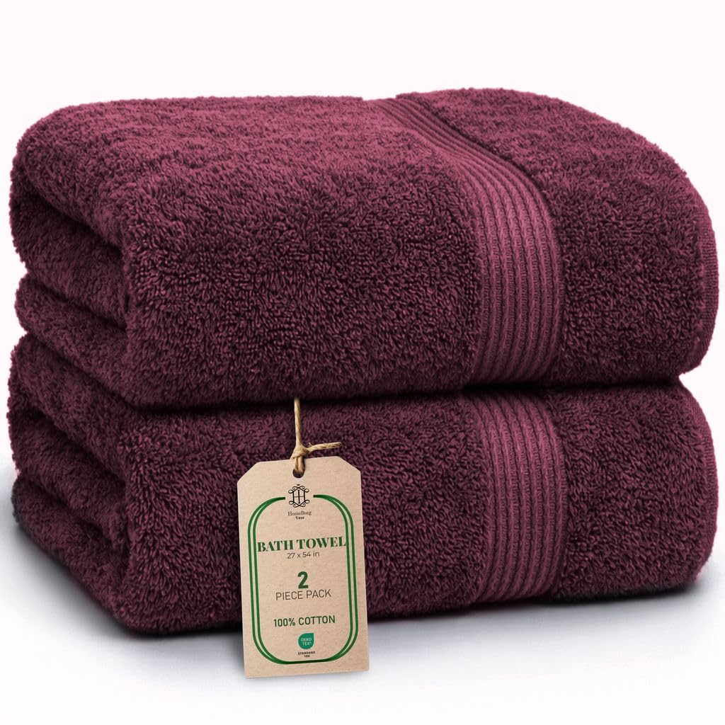 Luxe 2-Piece Bath Towel Set – Large Soft Cotton Towels, Absorbent, Durable & Skin-Friendly, Machine Washable, 27 x 54 in (Ice Blue)