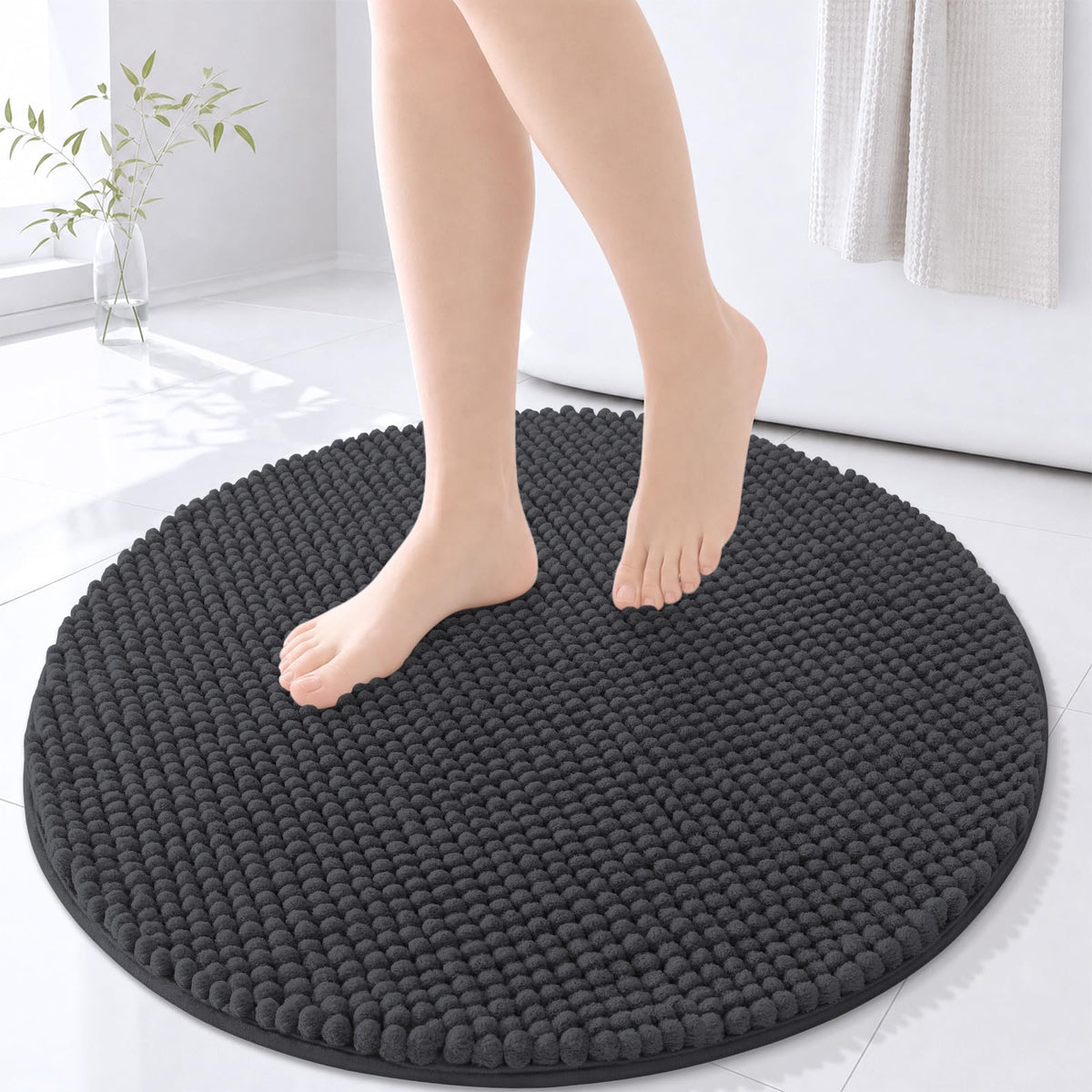Arotive Chenille Bathroom Rugs 30x20, Soft Absorbent Bath Mat, Grey