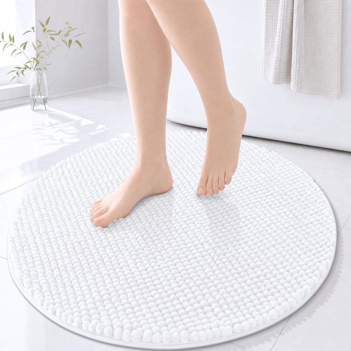 Arotive Chenille Bathroom Rugs 30x20, Soft Absorbent Bath Mat, Grey